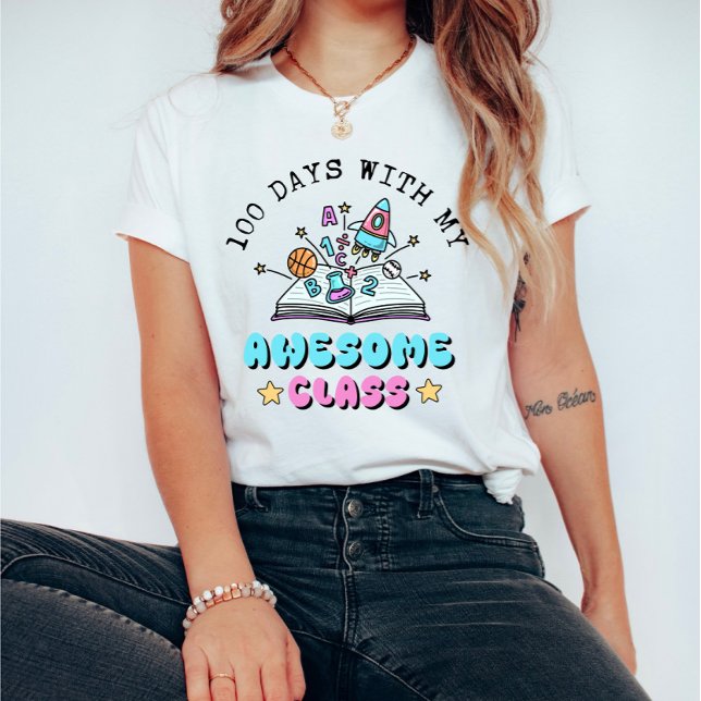  Rolig lärare 100 dagar med min fantastiska klass T Shirt (Skapare uppladdad)