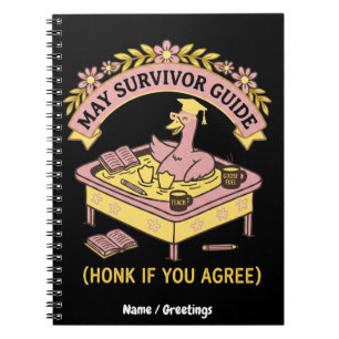 Rolig lärare Maj överlevnadsguide Retro gås Anteckningsbok