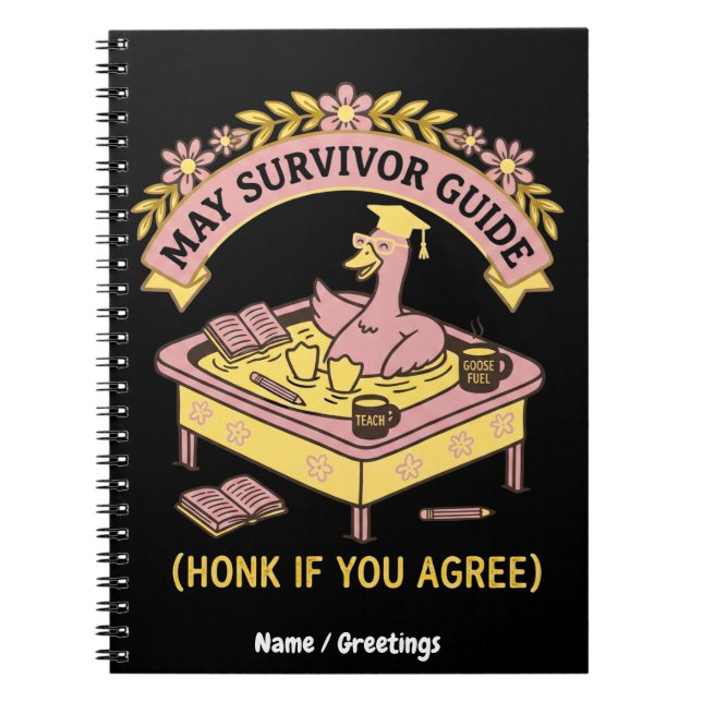 Rolig lärare Maj överlevnadsguide Retro gås Anteckningsbok (Framsidan)