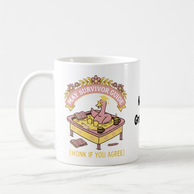 Rolig lärare Maj överlevnadsguide Retro gås Kaffemugg (Vänster)