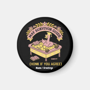 Rolig lärare Maj överlevnadsguide Retro gås Magnet