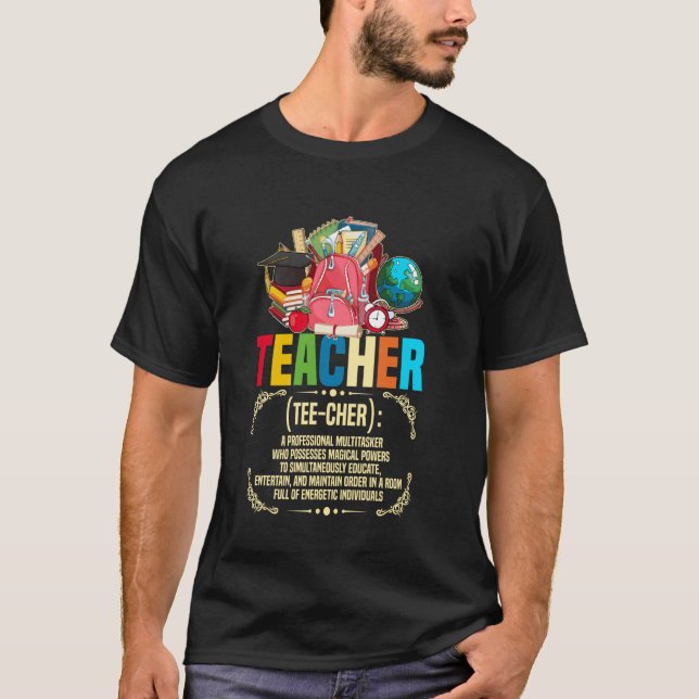 Rolig lärares definition Undervisning Skola Glad T Shirt (Framsida)