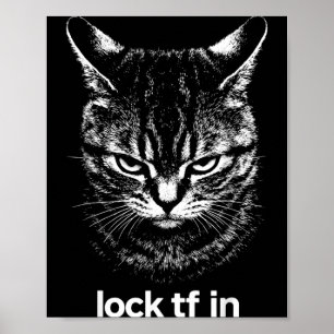 Rolig Lås TF i Katt Grafisk Motiverande Retro Poster