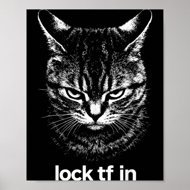 Rolig Lås TF i Katt Grafisk Motiverande Retro Poster (Framsidan)