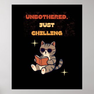 Rolig Läsande Katt Poster