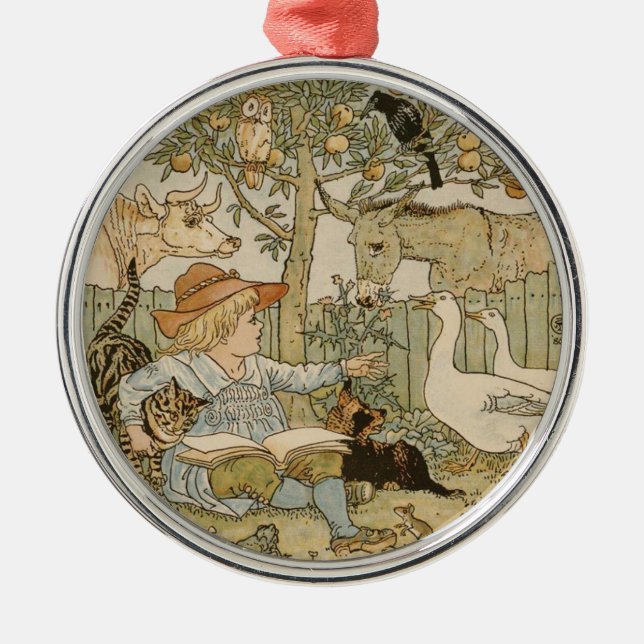 Rolig läsning julgransprydnad metall (Framsidan)