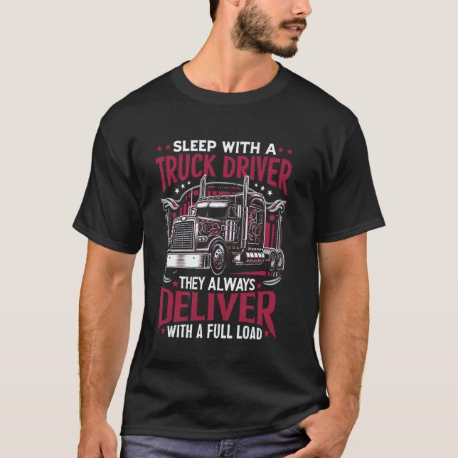 Rolig lastbilschaufförs fru sover med lastbilsföra t shirt (Framsida)