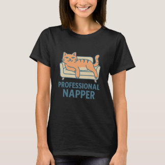 Rolig Lat Cat T-Shirt – Professionell Sövare Teckn