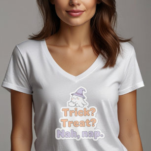 Rolig Lat Halloween-citat   Trick Treat Nap Desig T Shirt