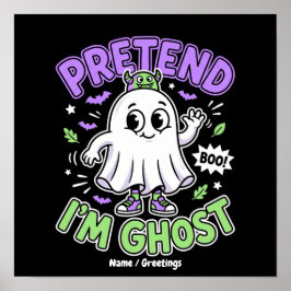 Rolig "Låt mig vara spöke" Söt Halloween Poster