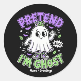 Rolig "Låt mig vara spöke" Söt Halloween Runt Klistermärke