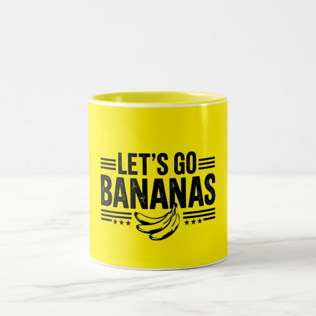 Rolig Låt oss gå bananas Distressed Banana Två-Tonad Mugg (Center)