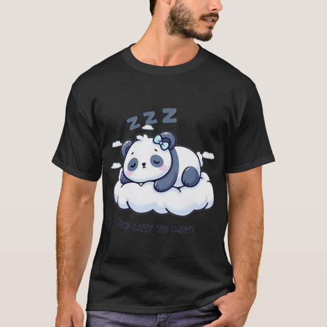 Rolig Lat Pandamaskin T Shirt (Framsida)