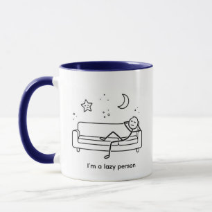 Rolig Lat Person Stickman Soffa Avslappnad Mugg
