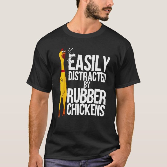 Rolig Lätt Distraherad Gummi Kyckling Present Cool T Shirt (Framsida)
