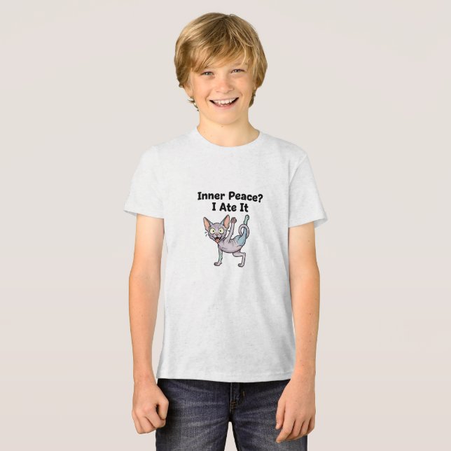 Rolig Lavendel Sphynx Katt Serieteckning T Shirt (Framsida Full)