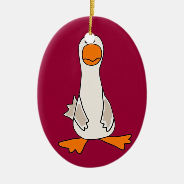 Rolig ledsen gåstecknad julgransprydnad keramik (Framsidan)