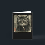 Rolig ledsen katt som röker cigarett Meme-älskare  Kort<br><div class="desc">Rolig ledsen katt som röker cigarett Meme-älskare Sumi-e Japansk</div>