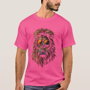 Rolig Lejon Cool Djurfantast Grafisk Konst Kattkun T Shirt