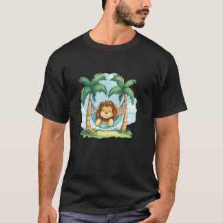 Rolig Lejon Semester Kostym för Hängmatta och Palm T Shirt