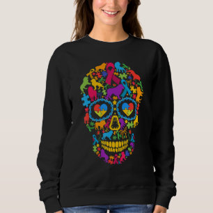 Rolig Lejon Skalle Autism Medvetenhet Djur Älskare T Shirt