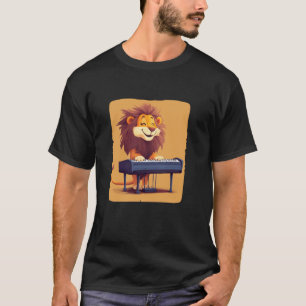 Rolig Lejon Spelar Flygeln T Shirt