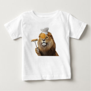 Rolig Lejonkock med pannkakor och kockmössa isoler T Shirt