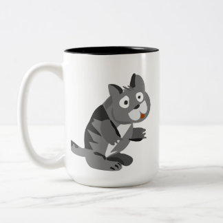 Rolig lekfull grå kattillustration Kaffe Mugg