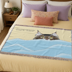 Rolig Lekfull Gul Tabby Katt Morgonhumor Filt