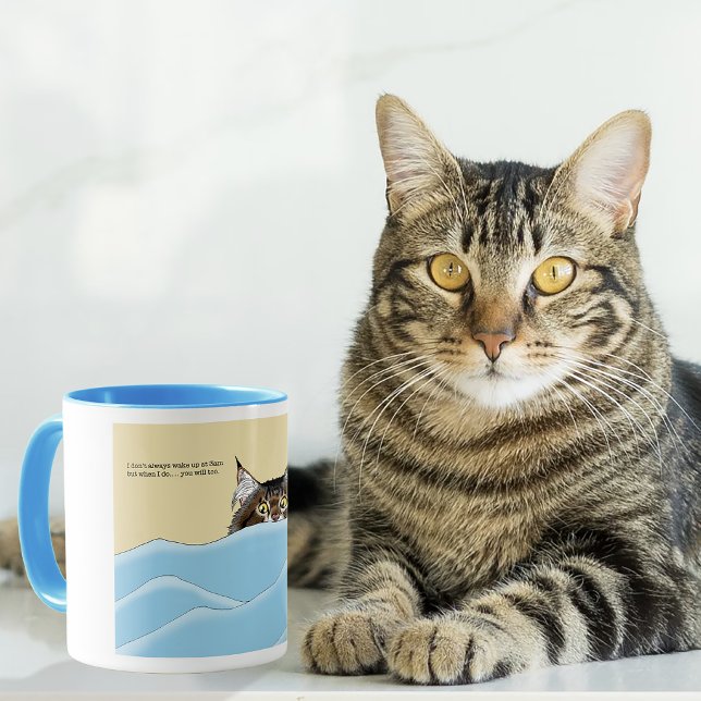 Rolig Lekfull Gul Tabby Katt Morgonhumor Mugg (Skapare uppladdad)