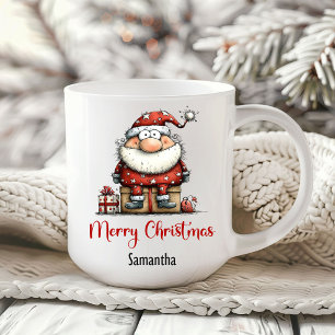 Rolig Lekfull Tomte Serieteckning Jul Kaffe Mugg