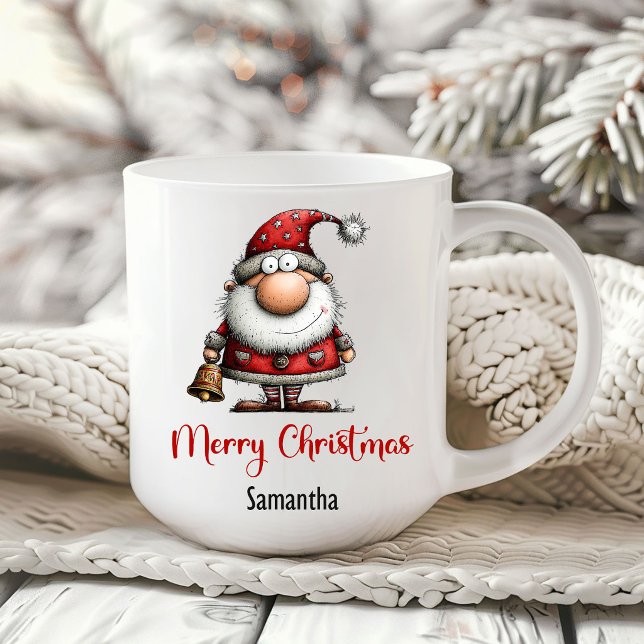 Rolig lekfull tomte tecknad rolig kaffemugg (Quirky Playful Santa Cartoon Funny Coffee Mug)