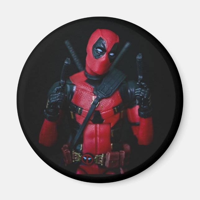 Rolig leksaksfotografering superhjälte designad magnet (Framsidan)