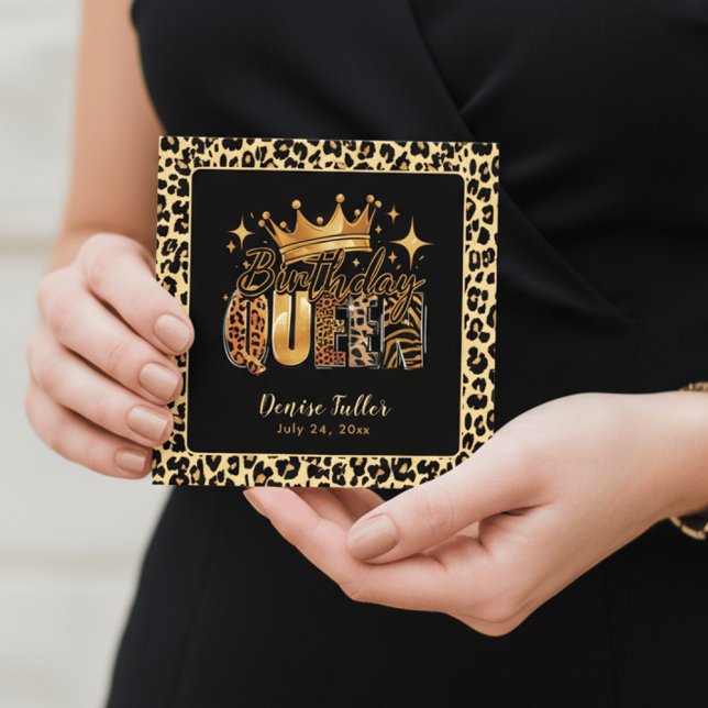 Rolig Leopard Födelsedagsdrottning Femtioårsdag Inbjudningar (Skapare uppladdad)