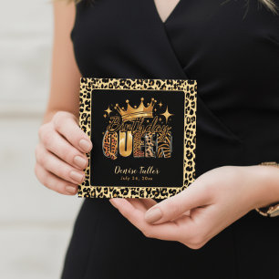 Rolig Leopard Födelsedagsdrottning Fyrtioårsdag Inbjudningar