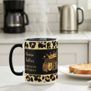Rolig Leopard Födelsedagsdrottning Fyrtioårsdag Mugg