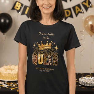 Rolig Leopard Födelsedagsdrottning Sextio Födelsed T Shirt