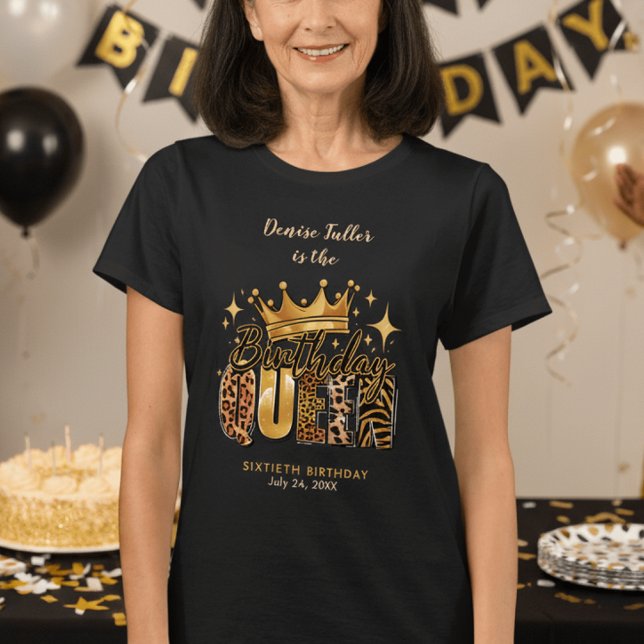 Rolig Leopard Födelsedagsdrottning Sextio Födelsed T Shirt (Skapare uppladdad)