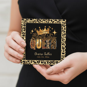 Rolig Leopard Födelsedagsdrottning Sextioårsdag Inbjudningar