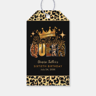Rolig Leopard Födelsedagsdrottning Sextioårsdag Presentetikett