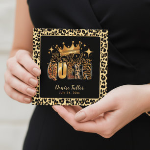 Rolig Leopard Födelsedagsdrottning Trettioårsdag Inbjudningar