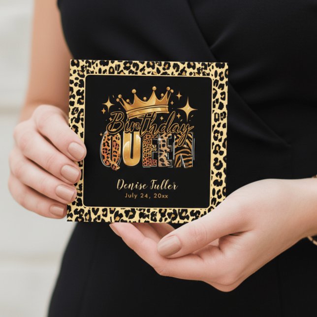Rolig Leopard Födelsedagsdrottning Trettioårsdag Inbjudningar (Skapare uppladdad)