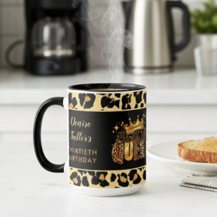 Rolig leopard födelsedagsdrottning Trettioårsdag Mugg
