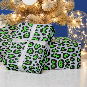 Rolig leopardmönstrad djur neongrön dammig blå presentpapper