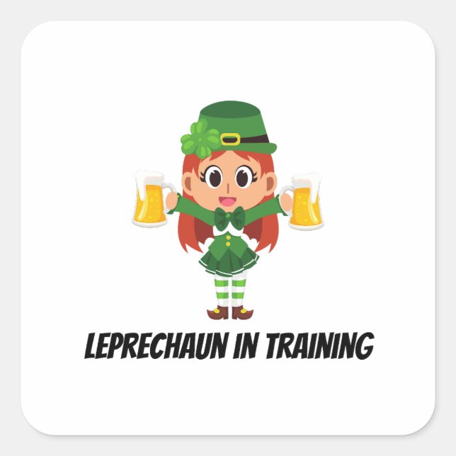 Rolig Leprechaun Fyrkantigt Klistermärke (Framsida)
