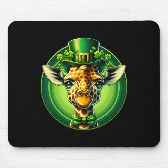 Rolig Leprechaun Giraff St Patricks Dag Barn Män  Musmatta (Framsidan)