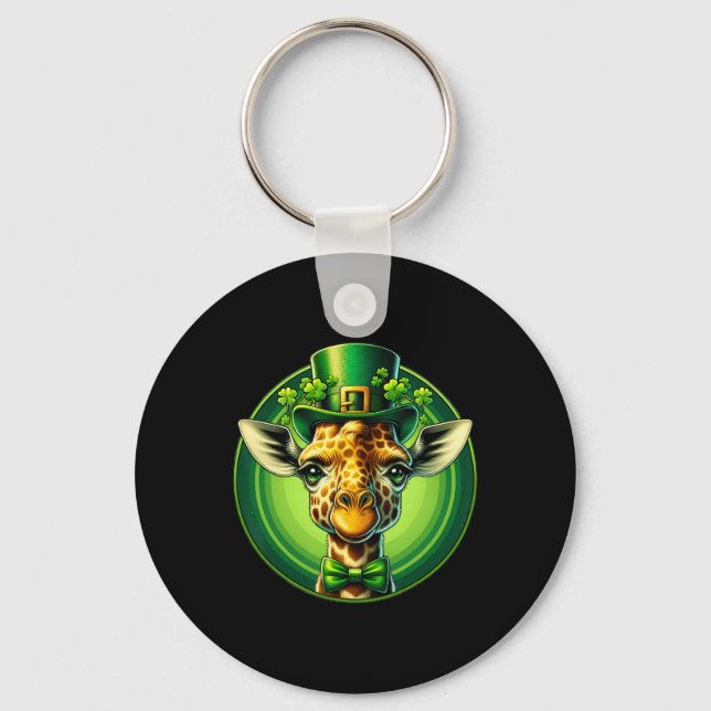 Rolig Leprechaun Giraff St Patricks Dag Barn Män  Nyckelring (Framsida)