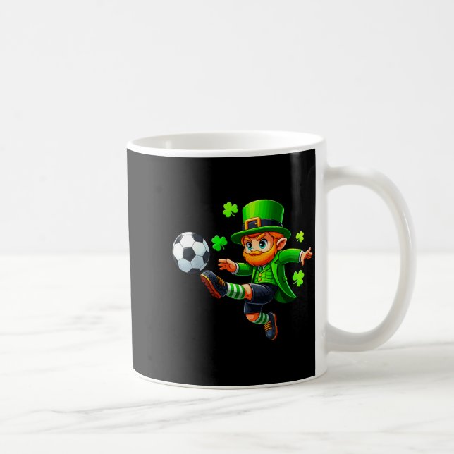 Rolig Leprechaun Irländsk Fotboll St Patricks Män  Kaffemugg (Höger)