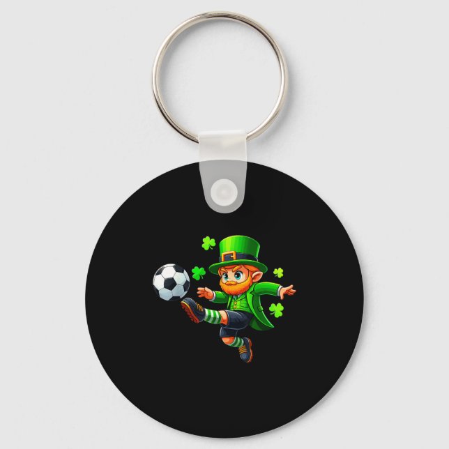 Rolig Leprechaun Irländsk Fotboll St Patricks Män  Nyckelring (Framsida)