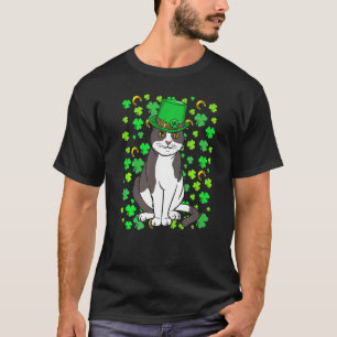 Rolig Leprechaun Katt Shamrock St Patrick S Dag 20 T Shirt